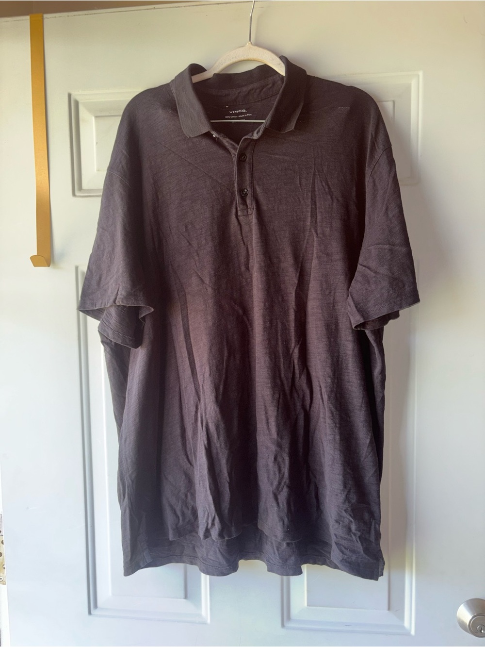 Vince black slub knit polo shirt size XXL